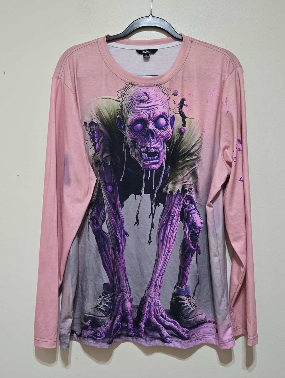 OUKU Men's Graphic Zombie Long Sleeve Tee